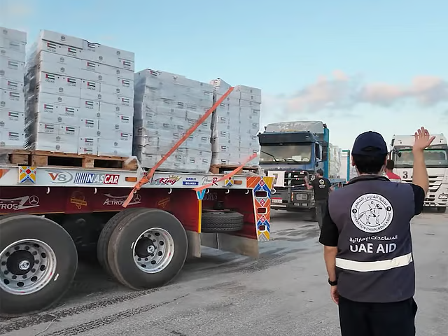 Humanitarian Aid in Gaza: UAE Sends 214 Trucks with Relief