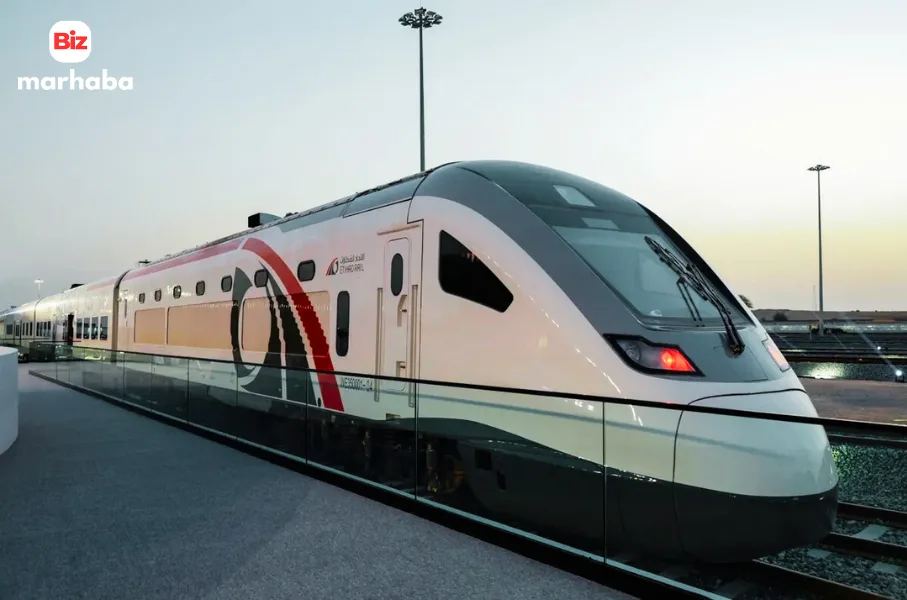 Etihad Rail project connects UAE cities with passenger services by 2026, including Dubai to Abu Dhabi train links.